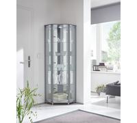 Argos Home 1 Glass Dr Corner Display Cabinet - Silver Effect