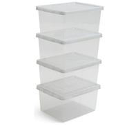 Argos Home 4 x 27 Litre Glitter Storage Boxes - Silver