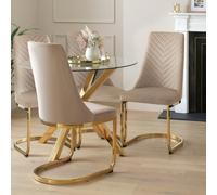 Argos Home Alice Glass Dining Table & 4 Beige Chairs