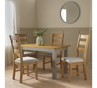 Argos Home Ashwell Ext Oak Dining Table & 4 Grey Chairs
