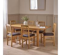 Argos Home Ashwell Ext Oak Dining Table & 6 Brown Chairs