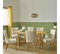 Argos Home Ashwell Extend Oak Dining Table & 6 Cream Chairs