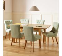 Argos Home Ashwell Extend Oak Dining Table & 6 Green Chairs