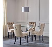 Argos Home Blake Chrome Dining Table & 4 Taupe Chairs