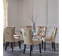 Argos Home Blake Chrome Dining Table & 6 Taupe Chairs