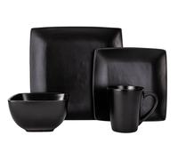 Argos Home Bosa Square 16 Piece Stoneware Dinner Set - Black