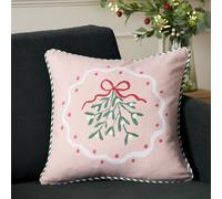 Argos Home Bows Mistletoe Printed Cushion - Pink - 43x43cm