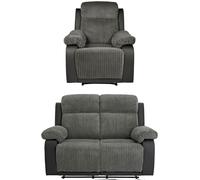 Argos Home Bradley Chair & 2 Seater Recliner Sofa - Charcoal