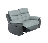 Argos Home Charles Leather Mix 2 Seater Recliner Sofa - Grey