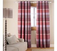 Argos Home Check Blackout Eyelet Curtain - Red - 229x168cm