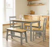 Argos Home Chicago Ext Grey Dining Table, 2Benches & 2Chairs