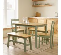 Argos Home Chicago Ext Sage Dining Table,2Benches & 2Chairs
