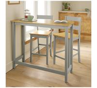 Argos Home Chicago Grey Bar Table & 2 Grey Bar Stools