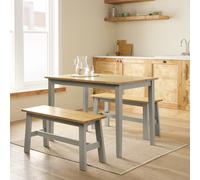Argos Home Chicago Grey Dining Table & 2 Grey Benches