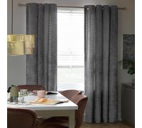 Argos Home Crushed Velvet Fully Lined Eyelet Curtains - Grey