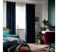 Argos Home Crushed Velvet Lined Eyelet Curtains - Blue