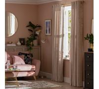 Argos Home Crushed Velvet Lined Eyelet Curtains - Champagne