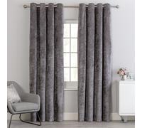 Argos Home Crushed Velvet Lined Eyelet Curtains - Charcoal