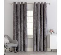 Argos Home Crushed Velvet Lined Eyelet Curtains - Charcoal