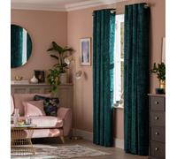Argos Home Crushed Velvet Lined Eyelet Curtains - Emerald
