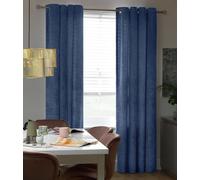 Argos Home Crushed Velvet Lined Eyelet Curtains - Navy