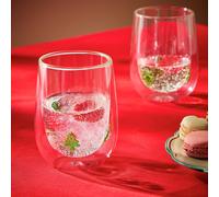 Argos Home Double Walled Christmas Tree Set of 2 Glass Tumblers - Green