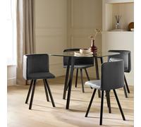 Argos Home Elsie Black Dining Table & 4 Charcoal Chairs