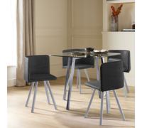 Argos Home Elsie Chrome Dining Table & 4 Charcoal Chairs