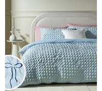 Argos Home Embroidered Bows Blue Bedding Set - Superking