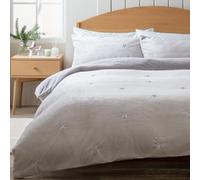 Argos Home Embroidery Star Fleece Grey Bedding Set - Double
