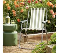 Argos Home Folding Metal Garden Chair - Green and White