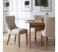 Argos Home Geneva Pair of Fabric Dining Chairs - Beige