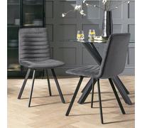 Argos Home Keaton Pair of Velvet Dining Chairs - Charcoal