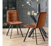 Argos Home Keaton Pair of Velvet Dining Chairs - Copper