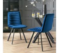 Argos Home Keaton Pair of Velvet Dining Chairs - Dark Blue