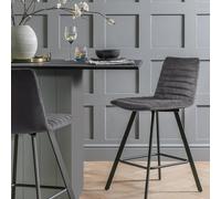 Argos Home Keaton Velvet Counter Bar Stool - Charcoal