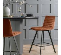 Argos Home Keaton Velvet Counter Bar Stool - Copper