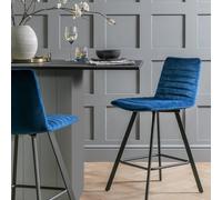 Argos Home Keaton Velvet Counter Bar Stool - Dark Blue