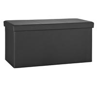 Argos Home Large Faux Leather Stitched Ottoman - Black