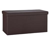 Argos Home Large Faux Leather Stitched Ottoman - Brown