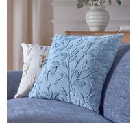 Argos Home Leaf Embroidery Cushion Blue - 50x50cm