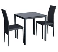 Argos Home Lido Black Dining Table & 2 Black Chairs