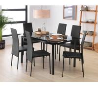 Argos Home Lido Extending Black Dining Table &6 Black Chairs