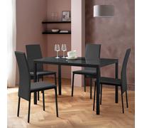 Argos Home Lido Glass Black Dining Table & 4 Black Chairs