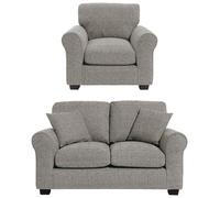 Argos Home Lisbon Fabric Chair & 2 Seater Sofa - Grey