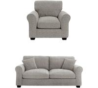 Argos Home Lisbon Fabric Chair & 3 Seater Sofa - Grey
