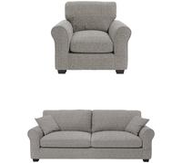 Argos Home Lisbon Fabric Chair & 4 Seater Sofa - Grey