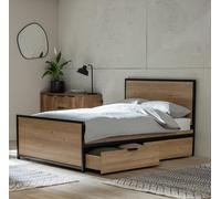 Argos Home Loft Living Double Wooden Storage Bed Frame - Oak