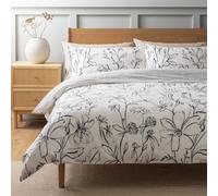 Argos Home Loose Linear Floral White Bedding Set - King size