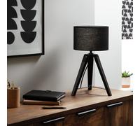 Argos Home Lyle Wooden 46cm Tripod Table Lamp - Black